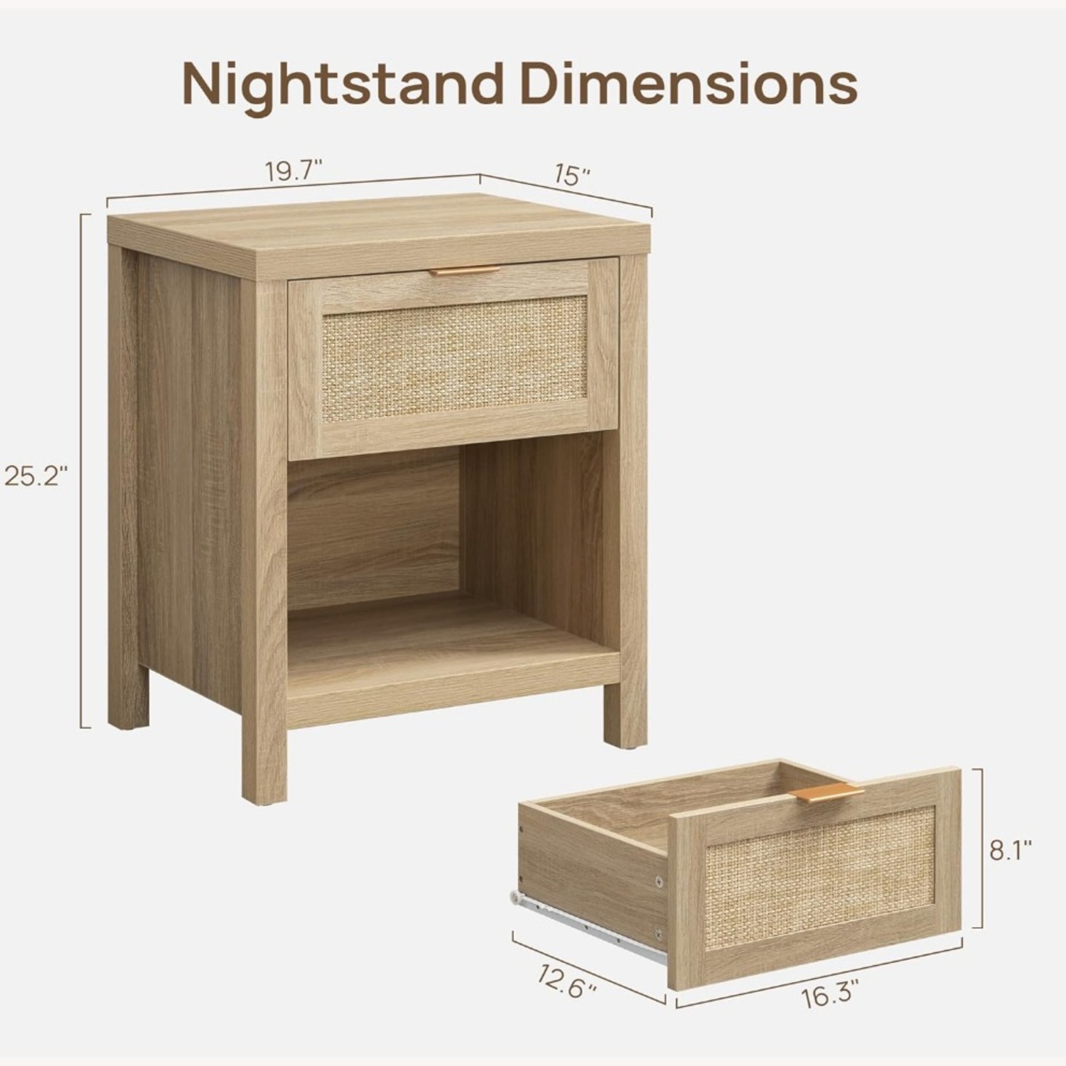 Boho Side Table with Drawer and Open Shelf - image-2