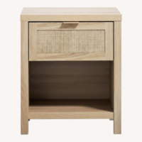 Boho Side Table with Drawer and Open Shelf