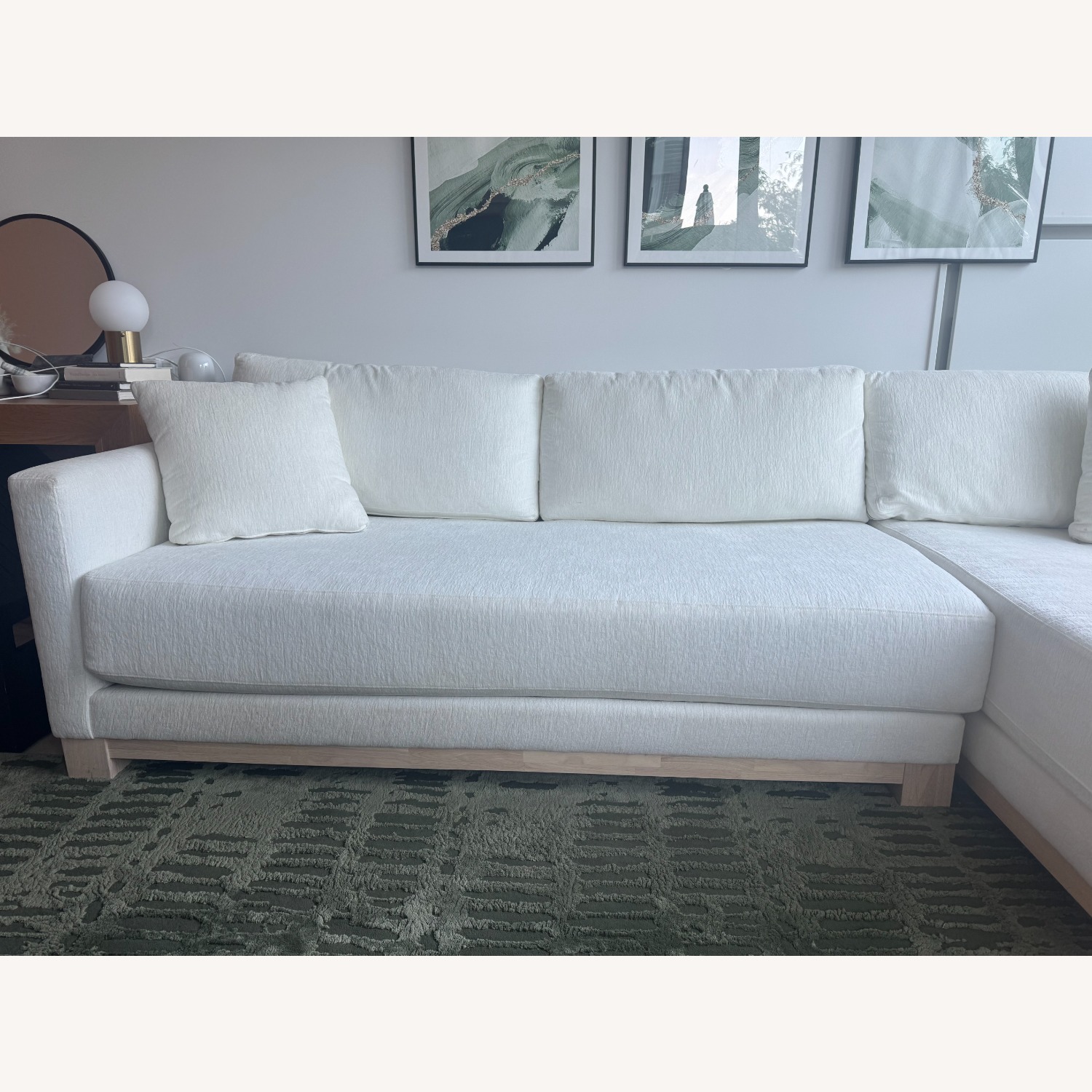 Crate & Barrel Gather Wood Base White Sectional Sofa  - image-7