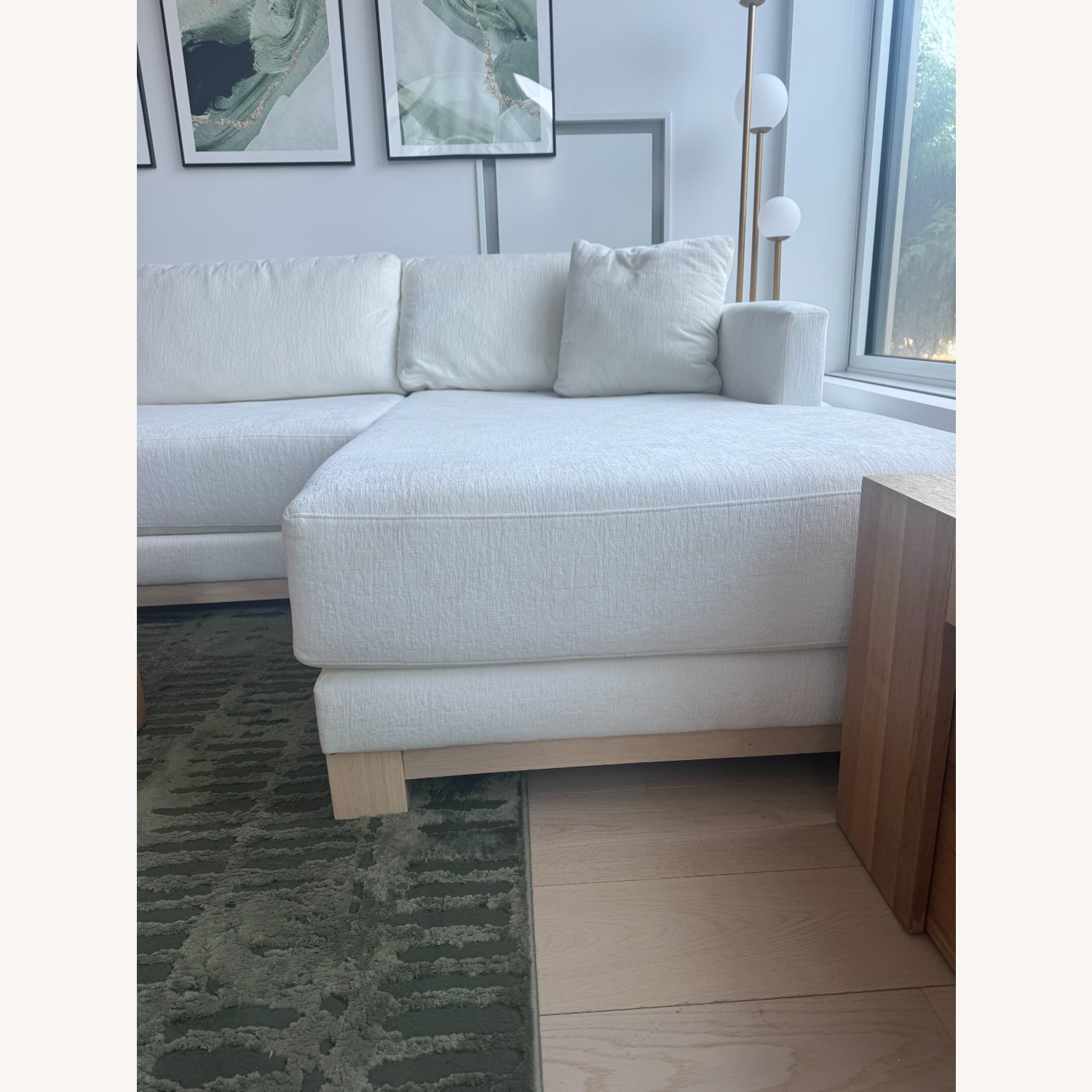 Crate & Barrel Gather Wood Base White Sectional Sofa  - image-3