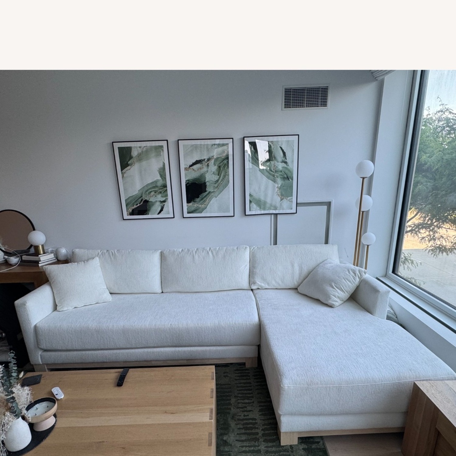 Crate & Barrel Gather Wood Base White Sectional Sofa  - image-11