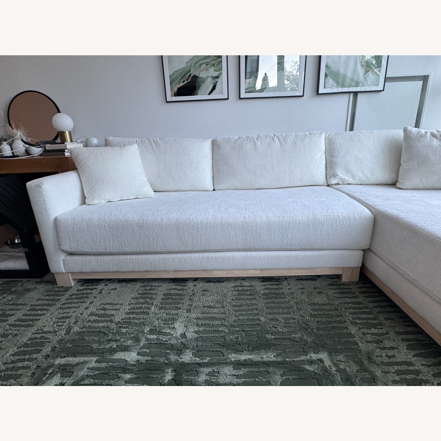 Crate & Barrel Gather Wood Base White Sectional Sofa  - image-2
