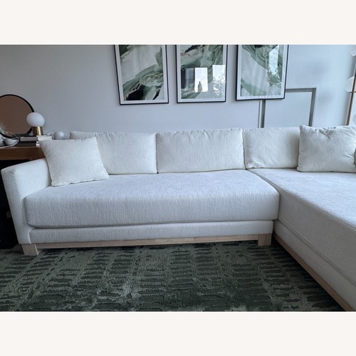 Used Crate & Barrel Gather Wood Base White Sectional Sofa  for sale on AptDeco