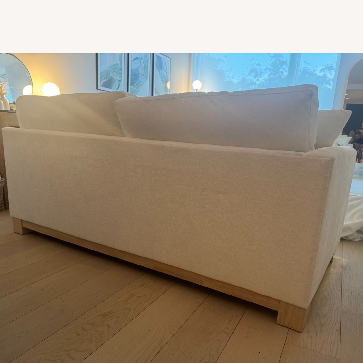 Crate & Barrel Gather Wood Base White Sectional Sofa  - image-4