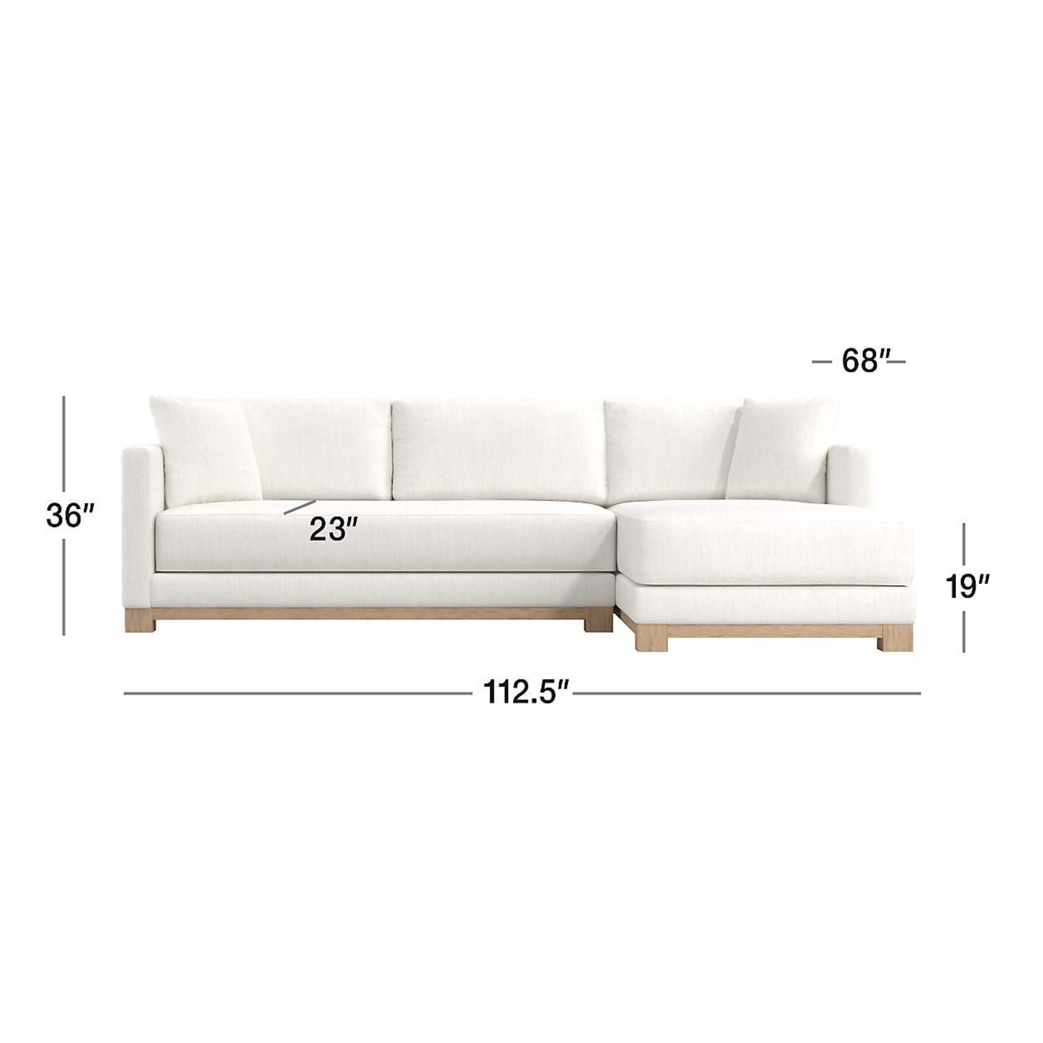 Crate & Barrel Gather Wood Base White Sectional Sofa  - image-8