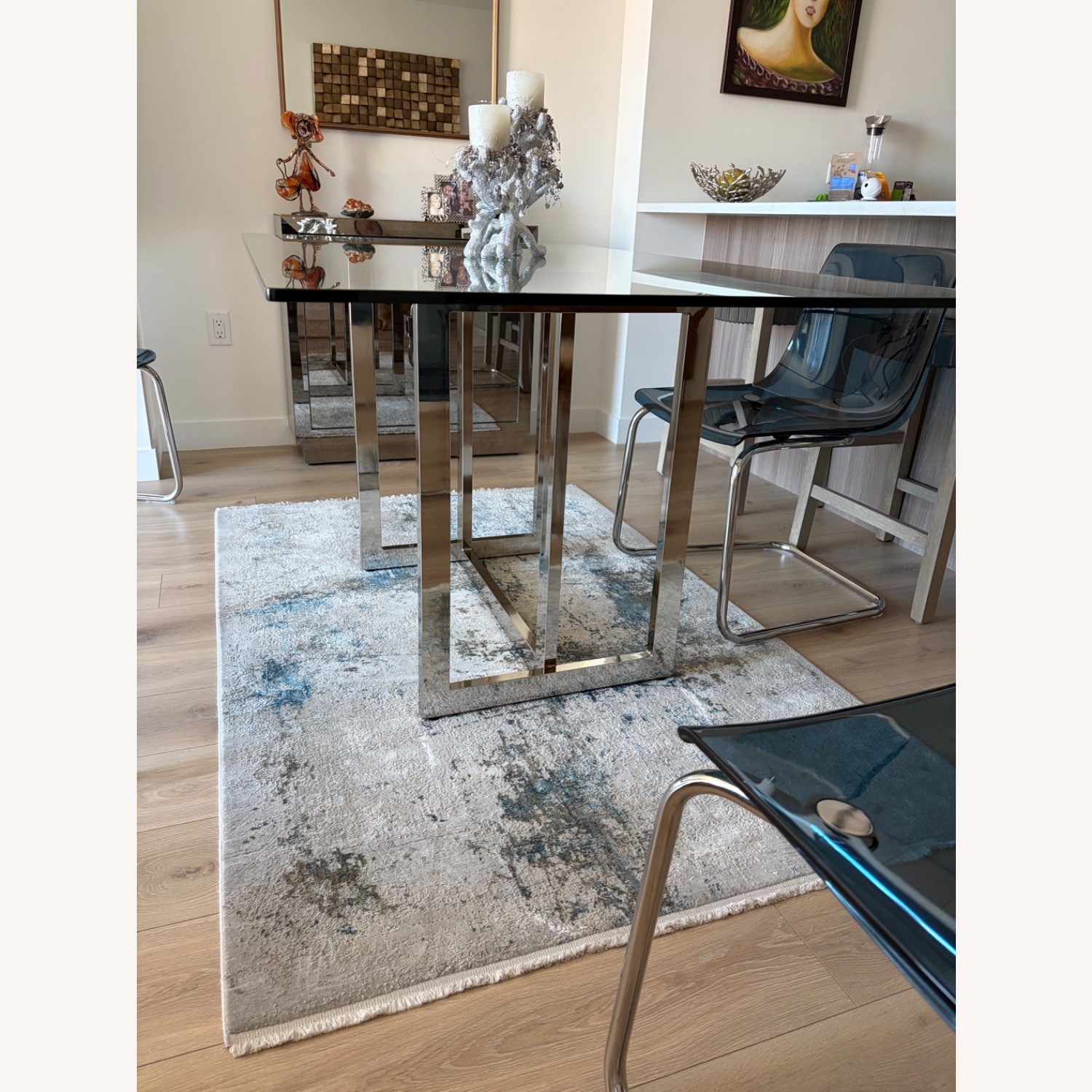Light Gray Silk/Bamboo Small Rug 4x6 - image-3