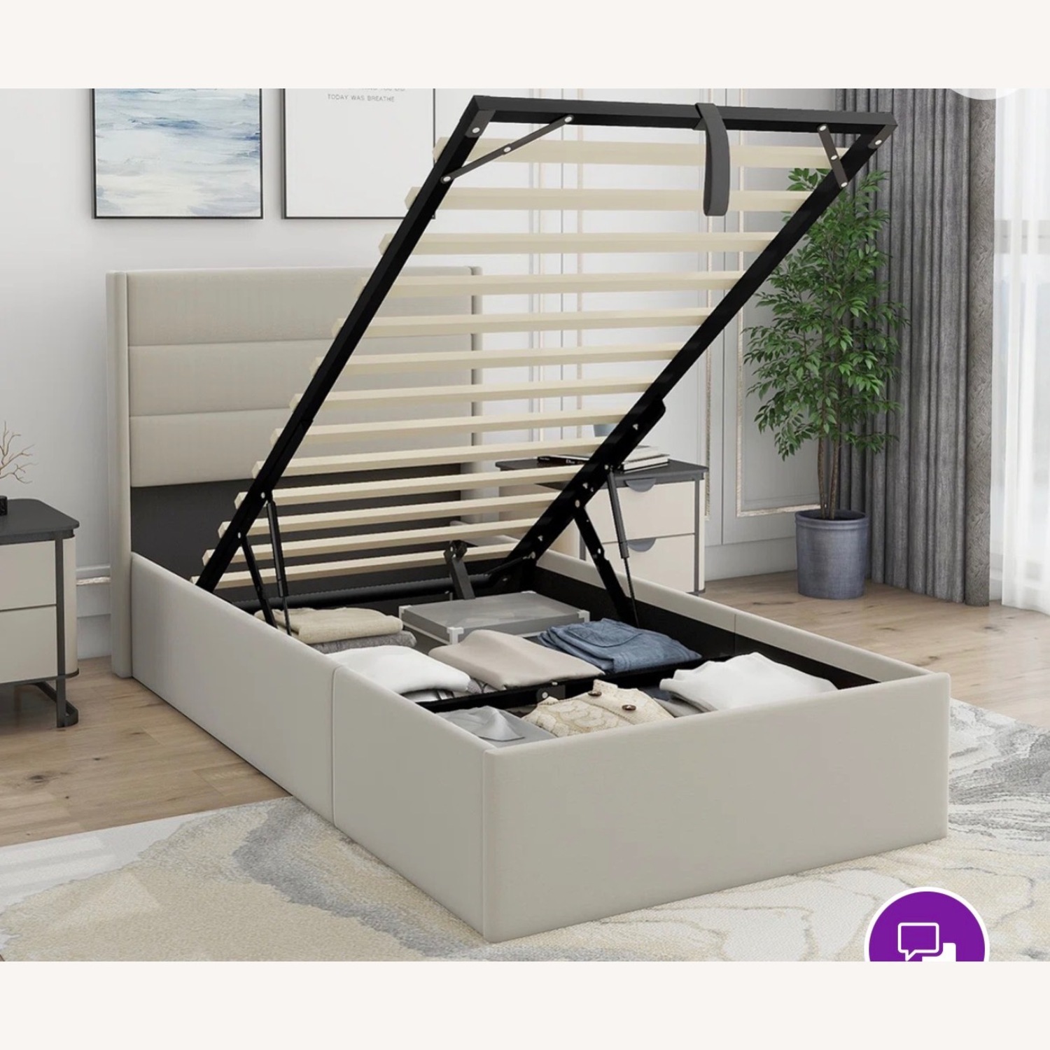 Modern Upholstered Hydraulic Storage Bed - image-2