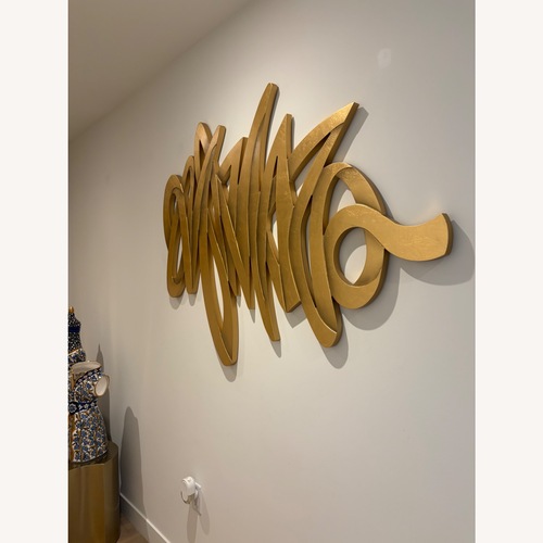 Used Handmade Glam Gold-Painted Wood Wall Decor for sale on AptDeco