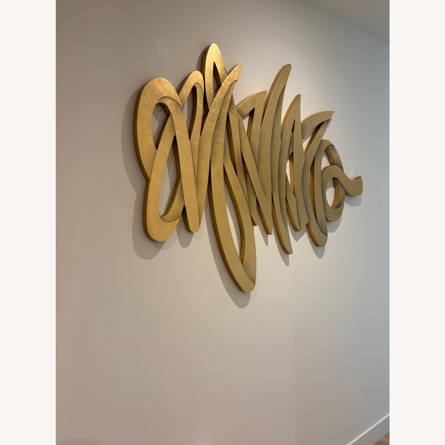 Handmade Glam Gold-Painted Wood Wall Decor - image-3