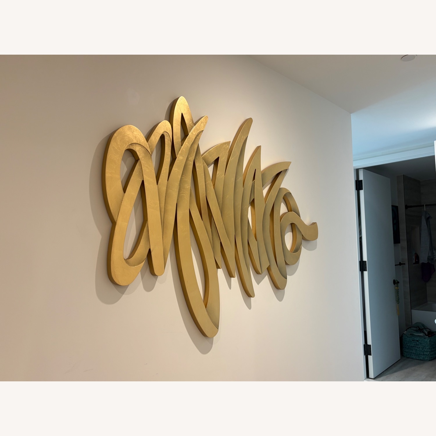Handmade Glam Gold-Painted Wood Wall Decor - image-2