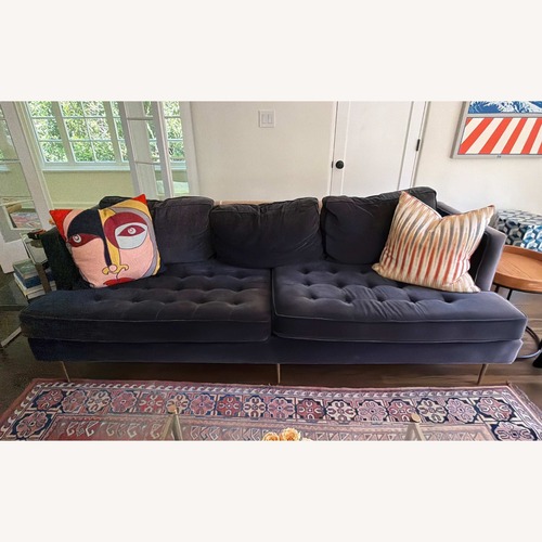 Used Blue Velvet 3 Seater Sofa for sale on AptDeco