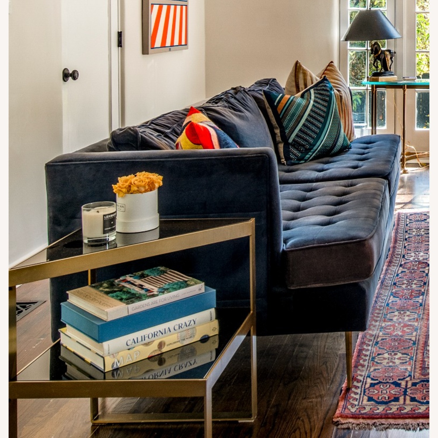 Blue Velvet 3 Seater Sofa - image-3