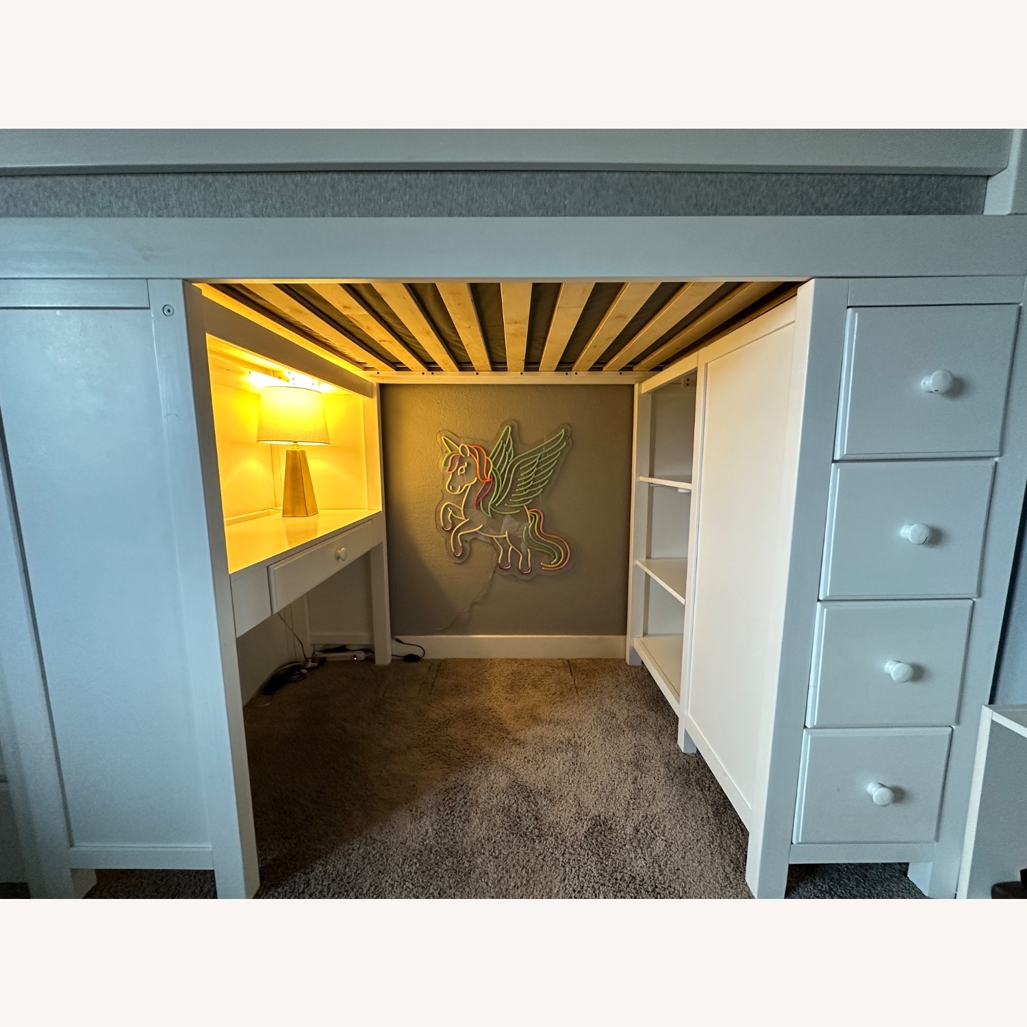 Twin 8 Drawer Solid Wood Loft Bed W Bookcase - image-4