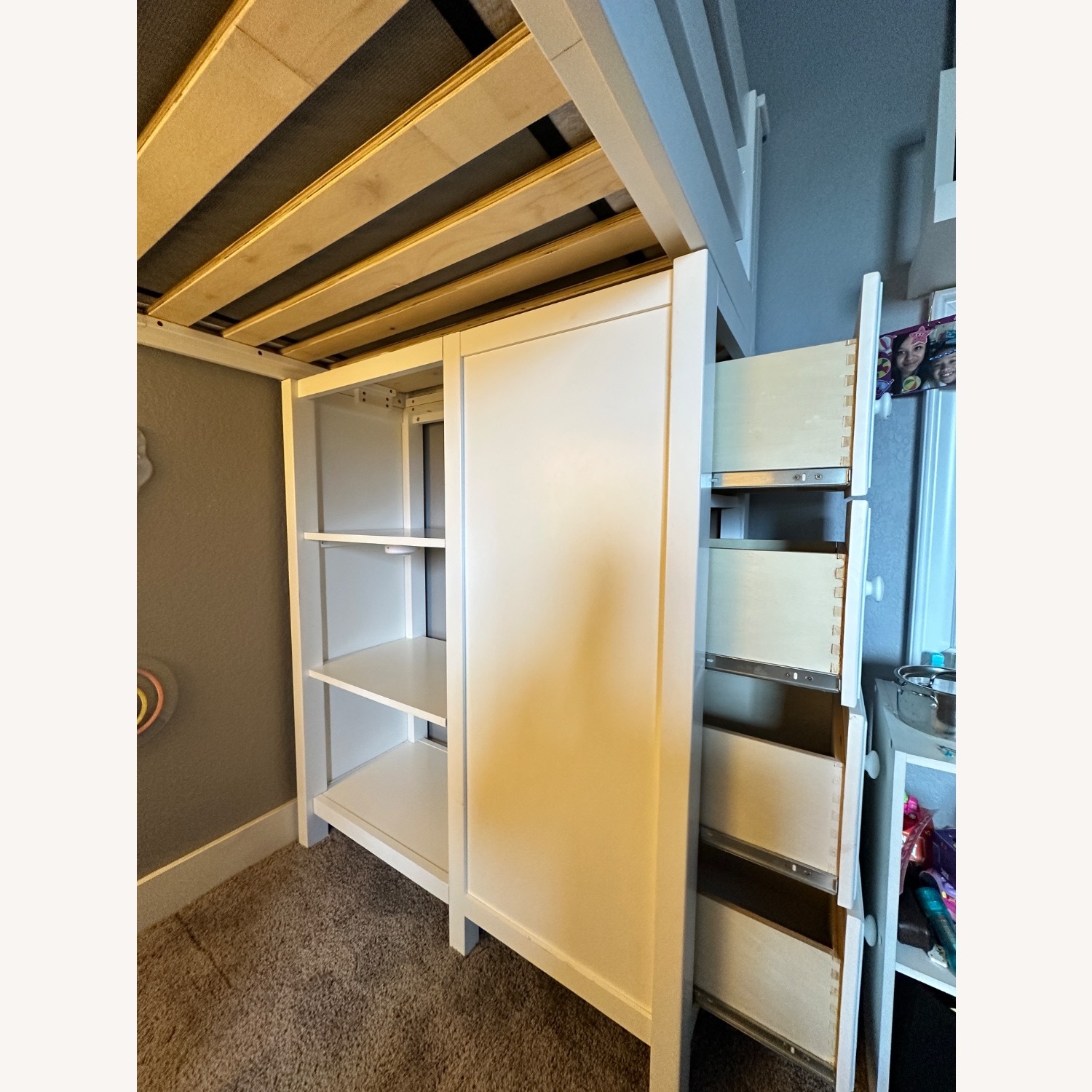 Twin 8 Drawer Solid Wood Loft Bed W Bookcase - image-3