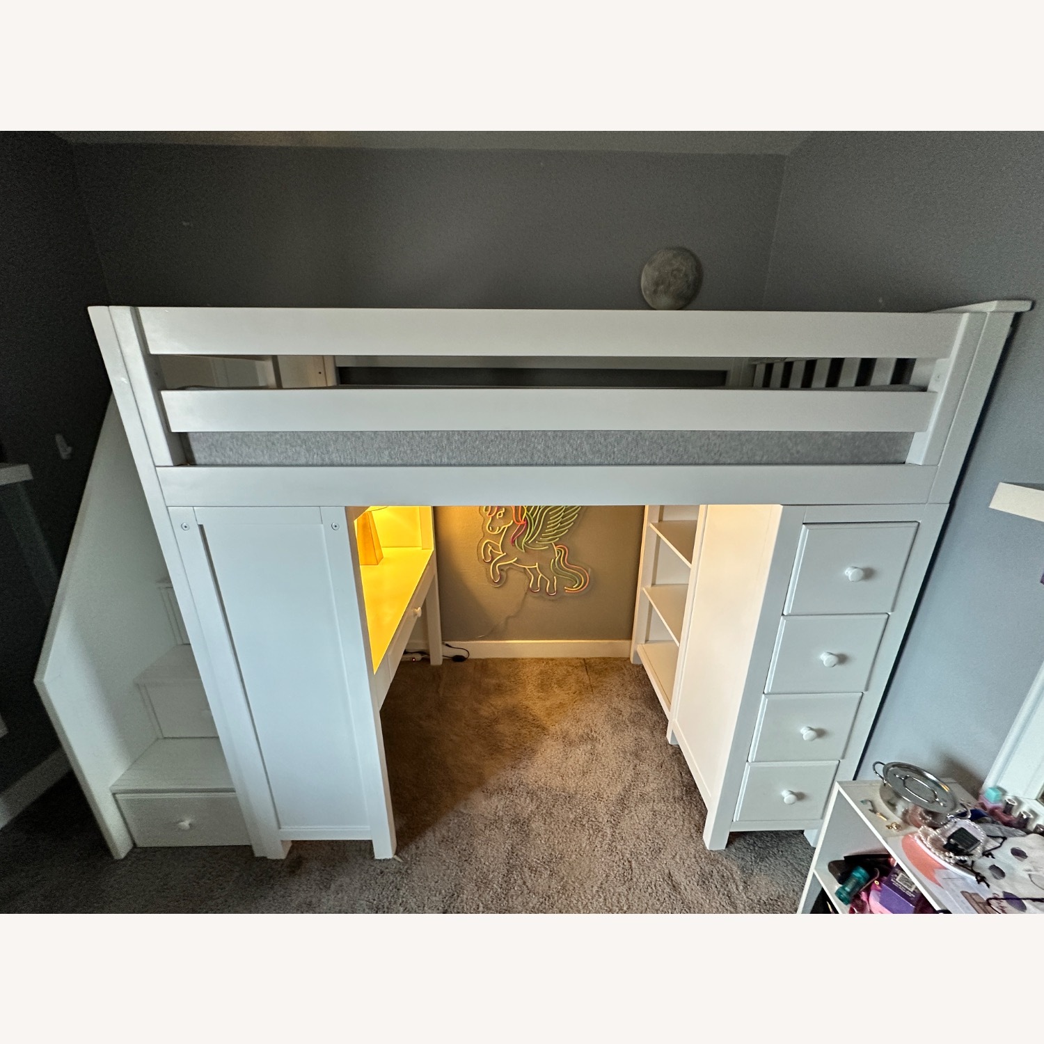 Twin 8 Drawer Solid Wood Loft Bed W Bookcase - image-2