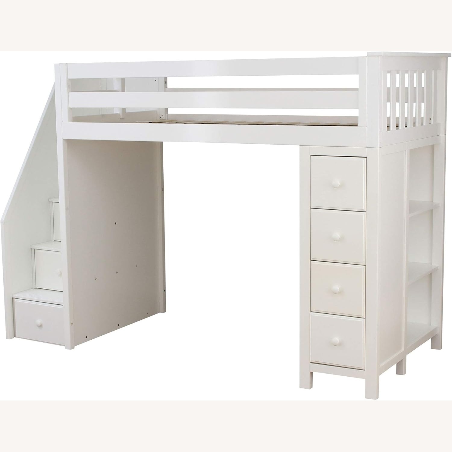 Twin 8 Drawer Solid Wood Loft Bed W Bookcase - image-10