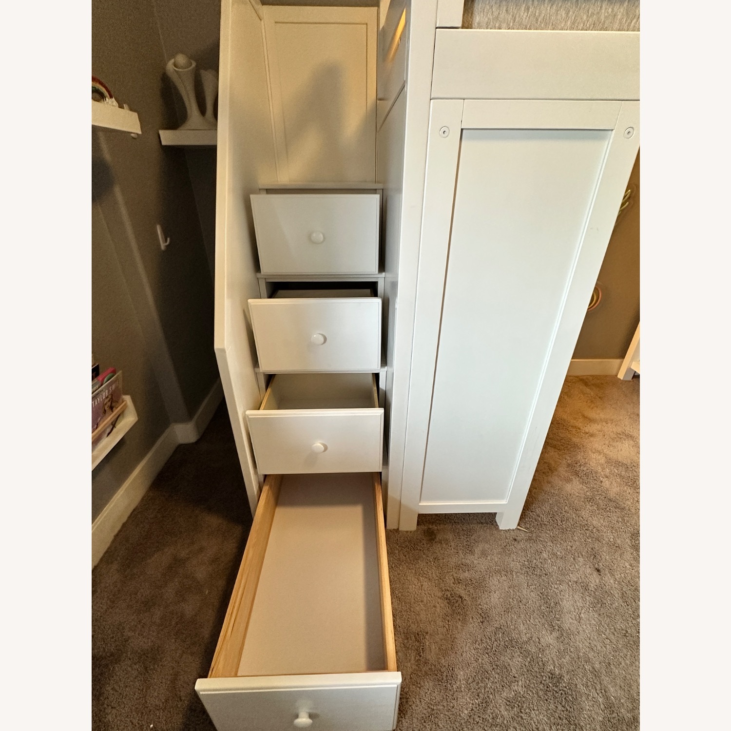 Twin 8 Drawer Solid Wood Loft Bed W Bookcase - image-6