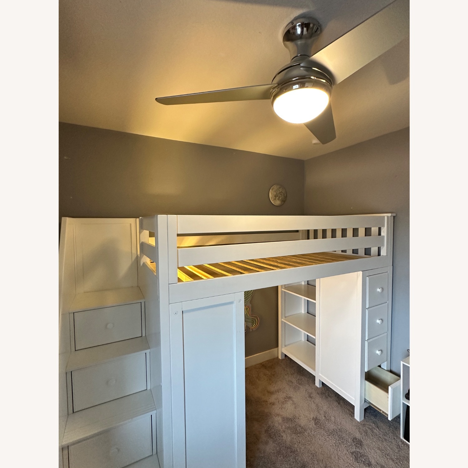 Twin 8 Drawer Solid Wood Loft Bed W Bookcase - image-1