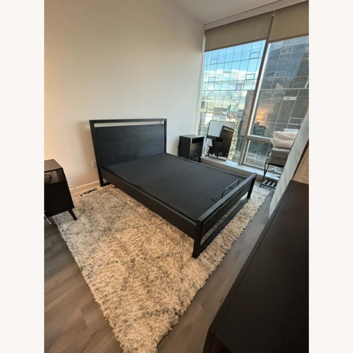 Linea Black Teak Wood Queen Bed W Adjustable Base - image-4