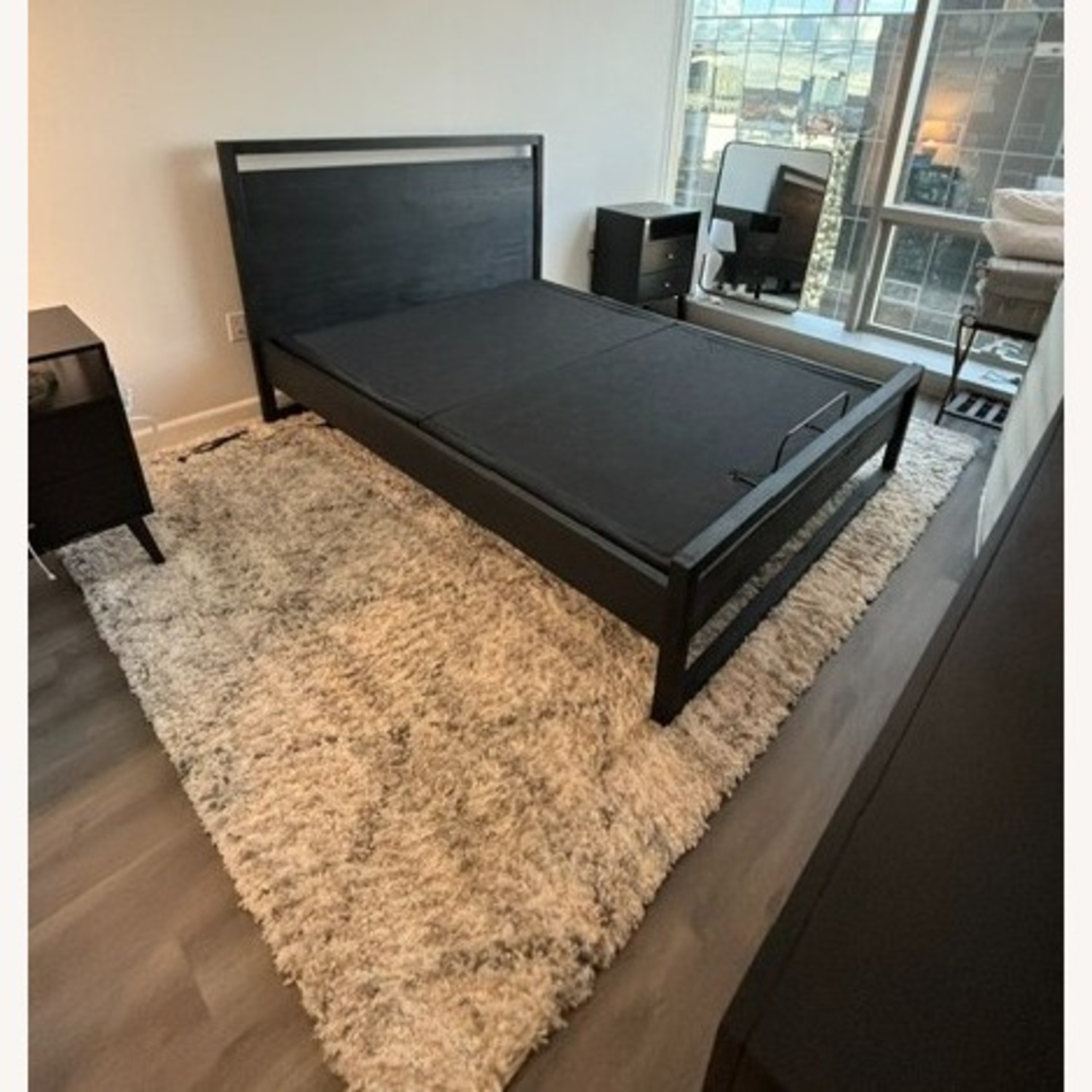 Linea Black Teak Wood Queen Bed W Adjustable Base - image-2