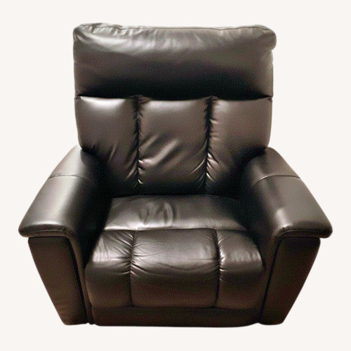 Used Raymour & Flanigan Black Faux Leather Recliner for sale on AptDeco