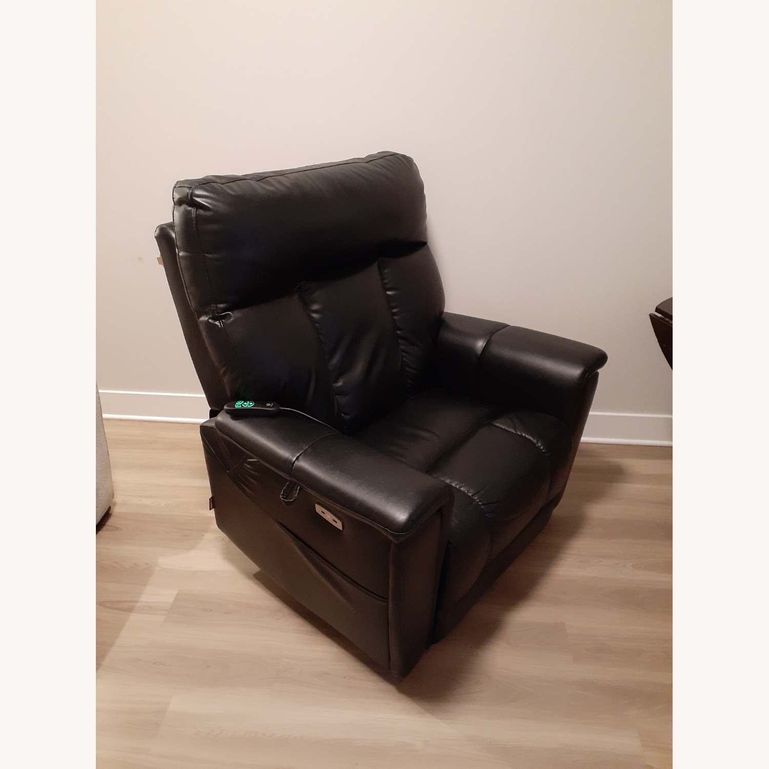 Raymour & Flanigan Black Faux Leather Recliner - image-2