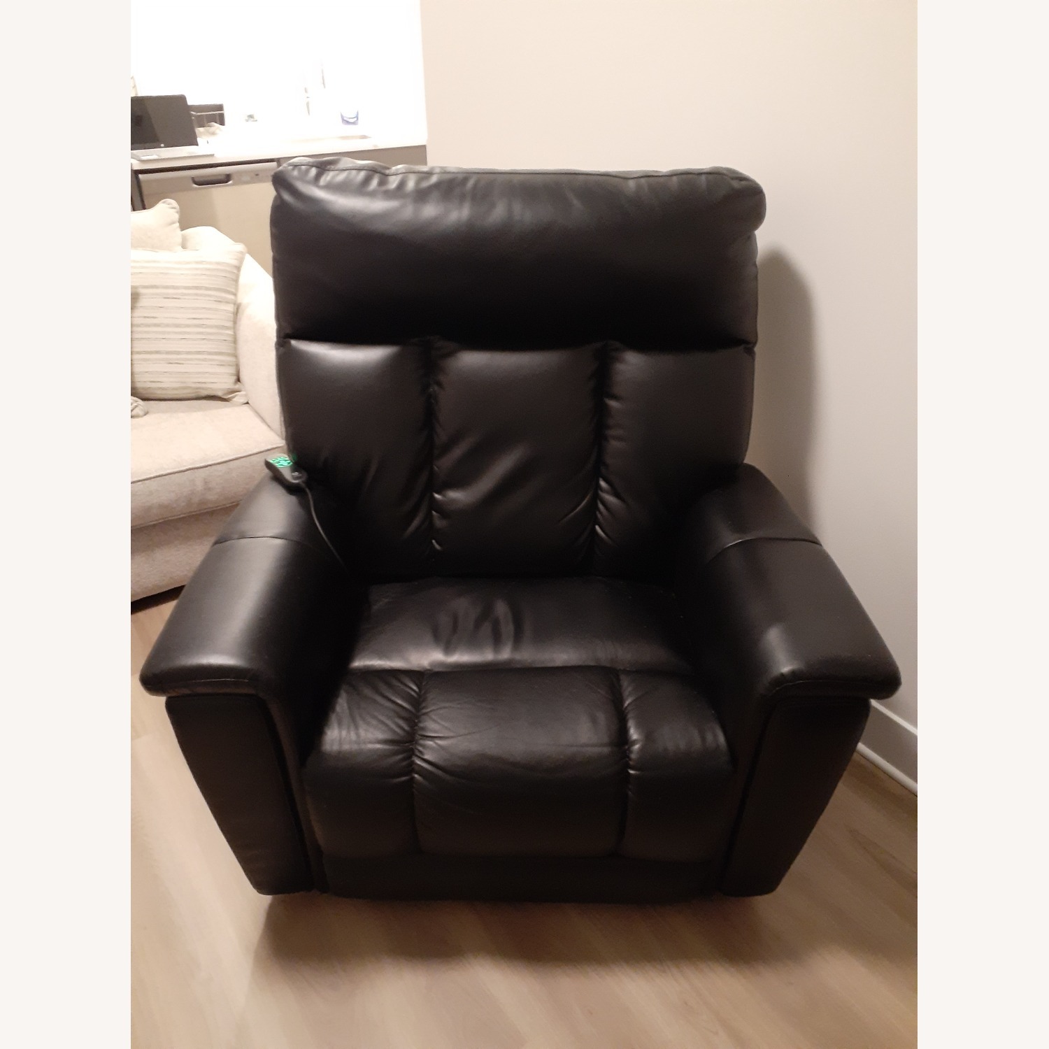 Raymour & Flanigan Black Faux Leather Recliner - image-1
