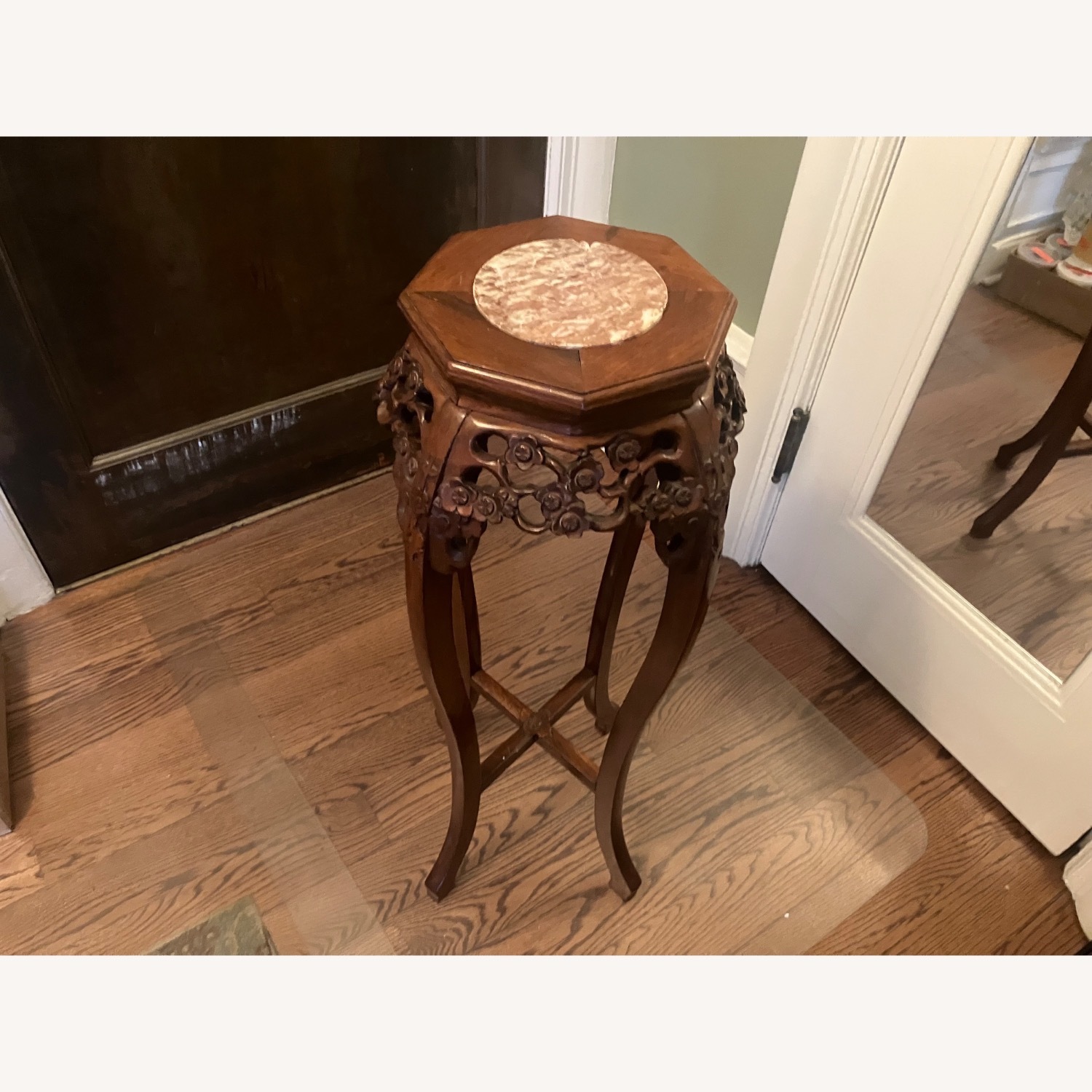 Slim Side Table with Marble Inset - image-1