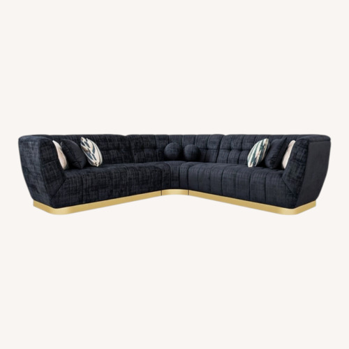 Used Vittoria Luxe Sectional - Curved Black Chenille  for sale on AptDeco