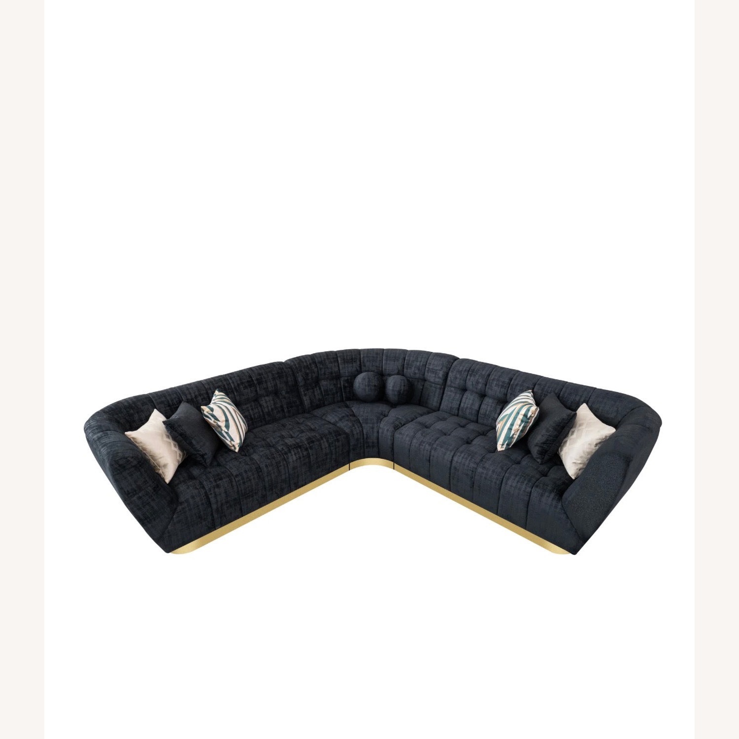 Vittoria Luxe Sectional - Curved Black Chenille  - image-8