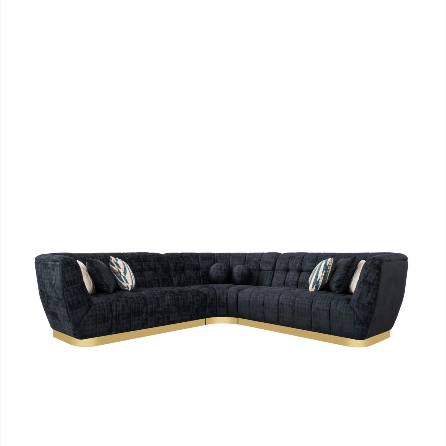Vittoria Luxe Sectional - Curved Black Chenille  - image-6