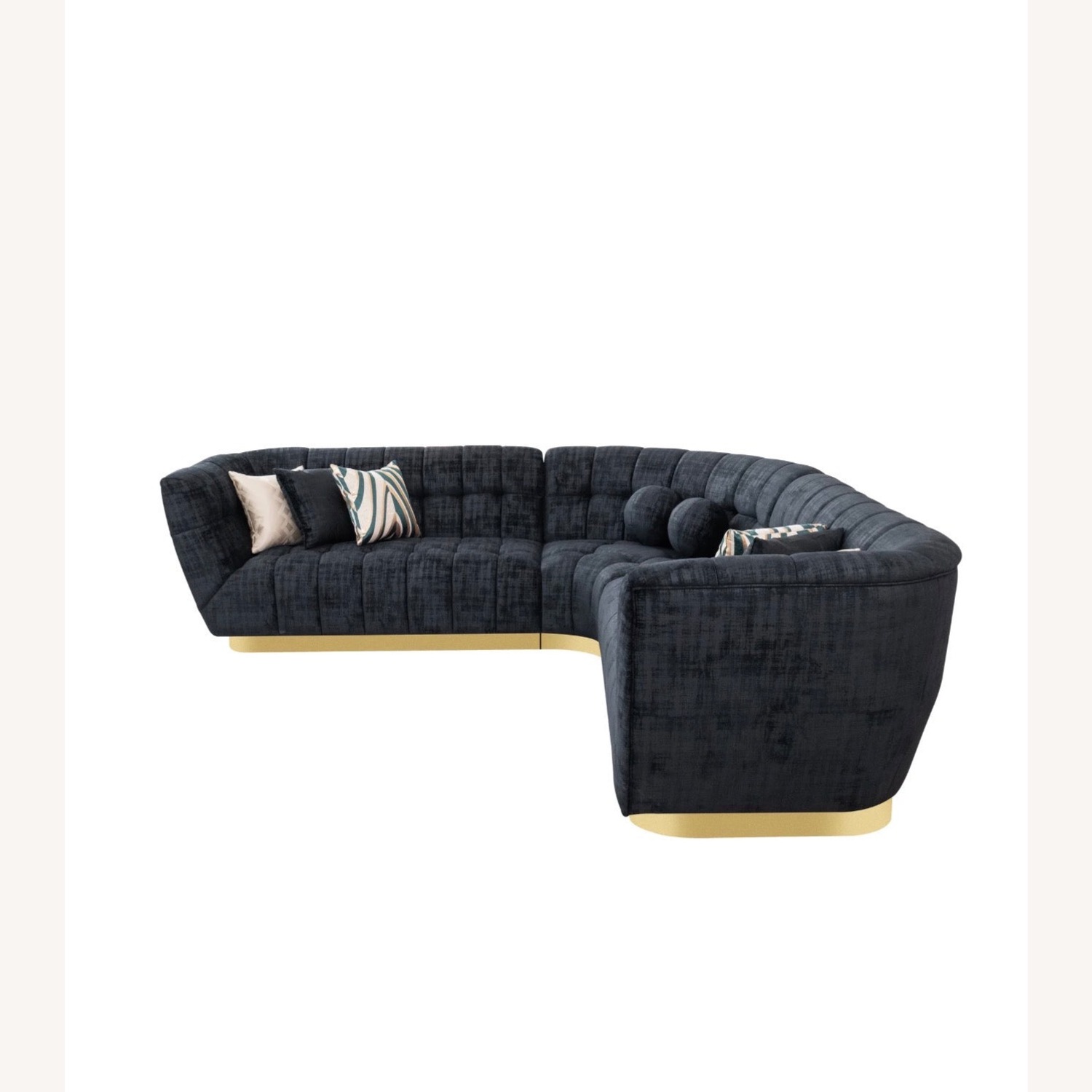 Vittoria Luxe Sectional - Curved Black Chenille  - image-7