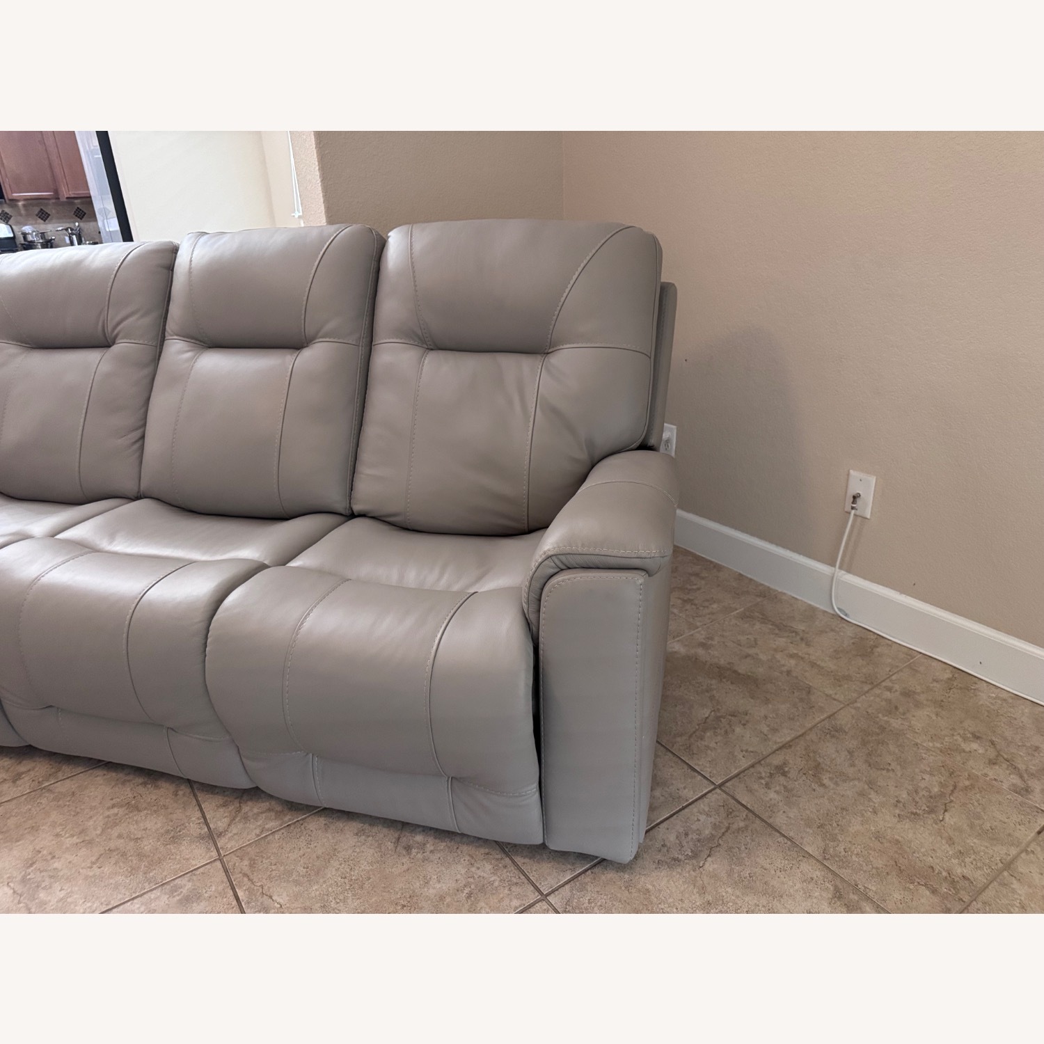 Rooms To Go Matthews Cove Light Gray Leather 3+ Seater Sofa - image-3