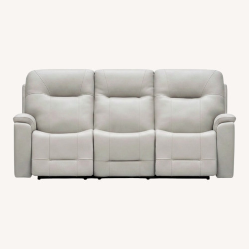 Used Rooms To Go Matthews Cove Light Gray Leather 3+ Seater Sofa for sale on AptDeco