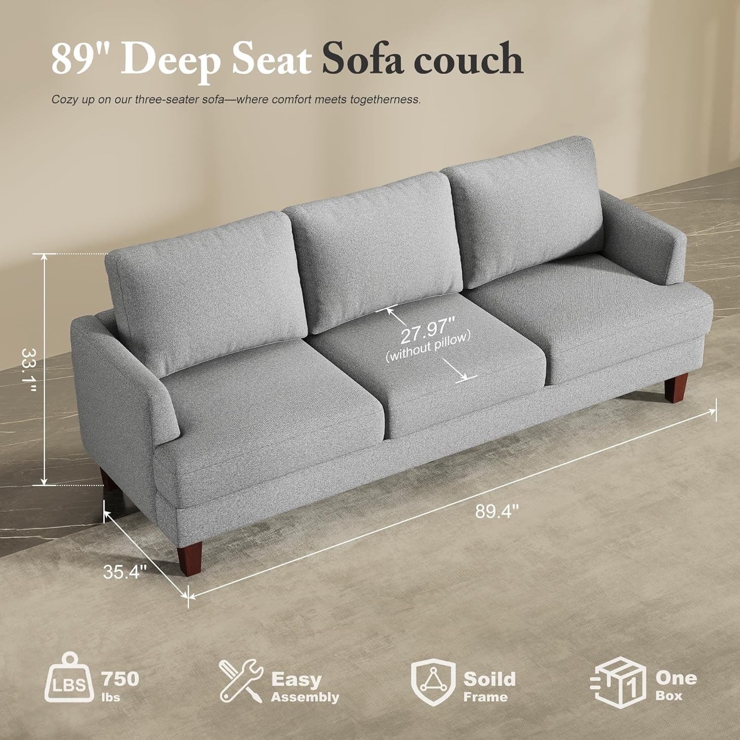 Busaurus Grey 3 Seater Couch - image-3