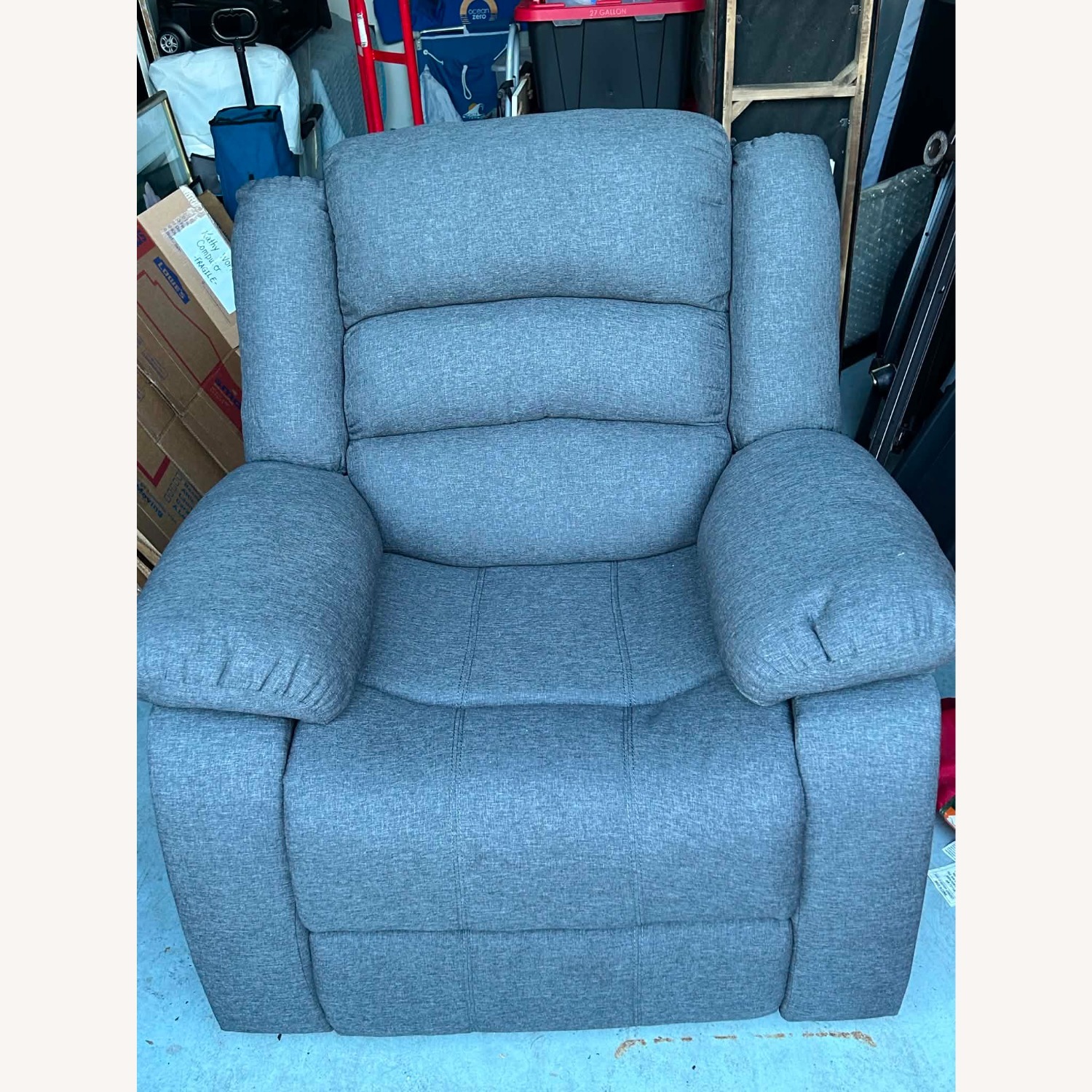 Light Gray Fabric Recliner - image-1