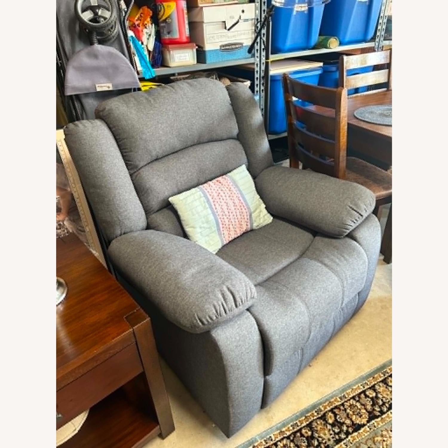 Light Gray Fabric Recliner - image-2