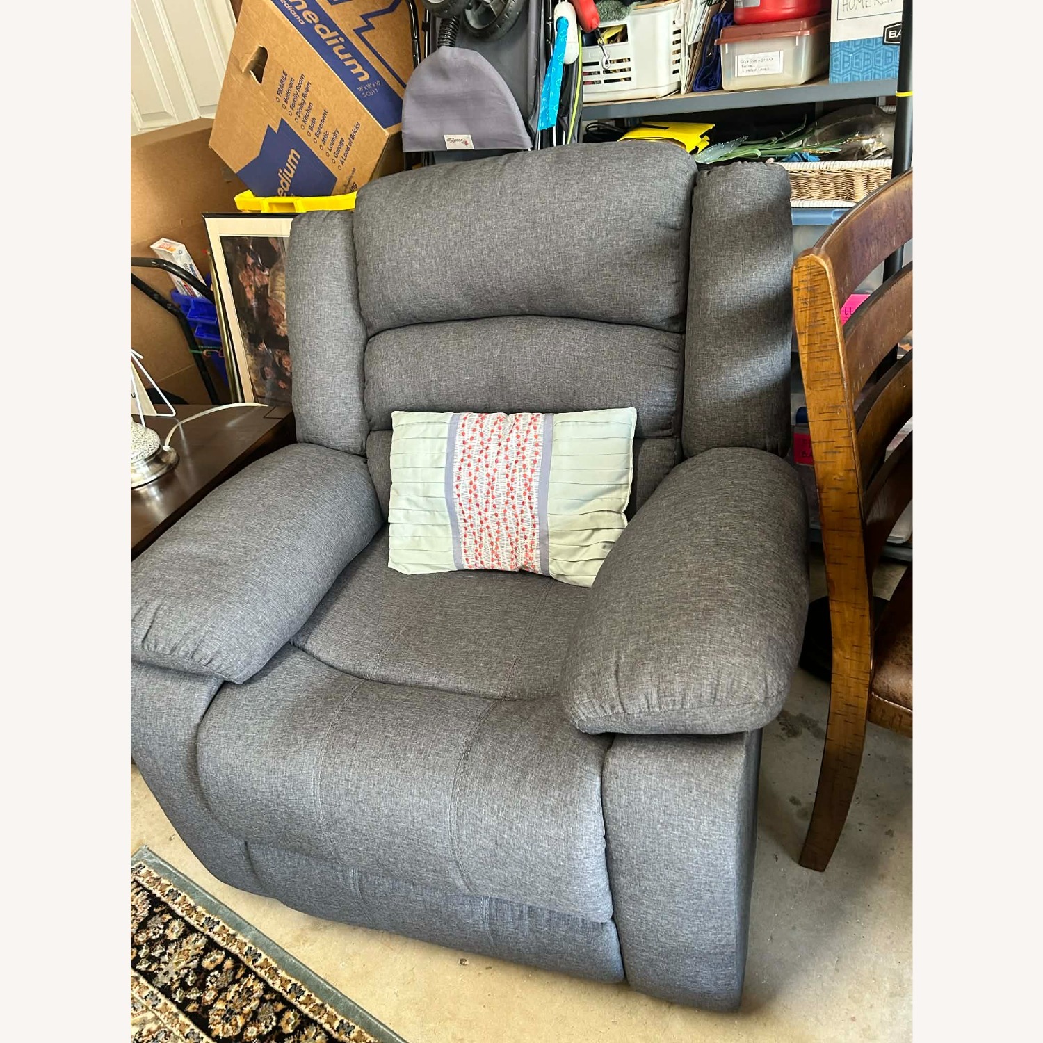 Light Gray Fabric Recliner - image-4