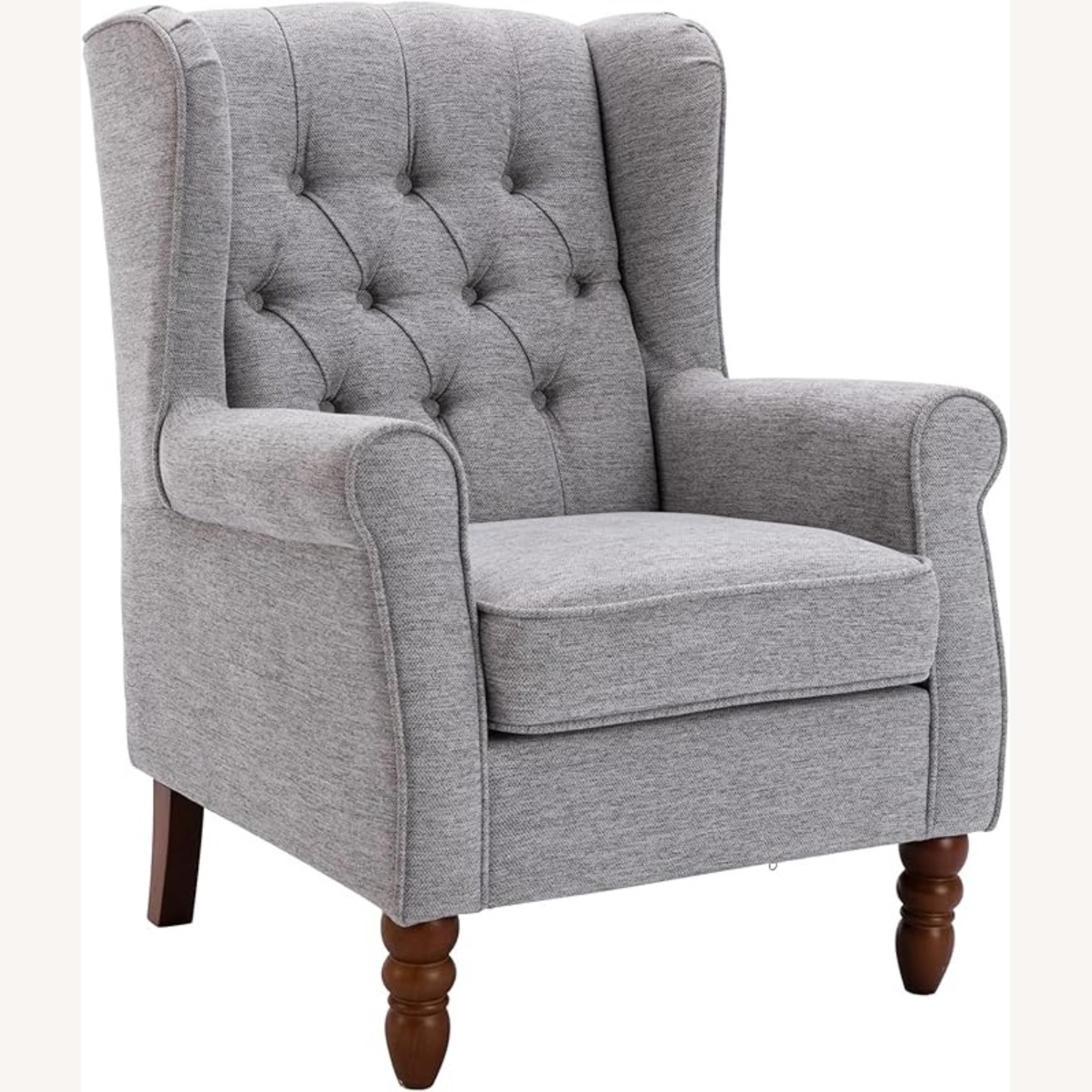 Light Gray Fabric Armchair - image-4