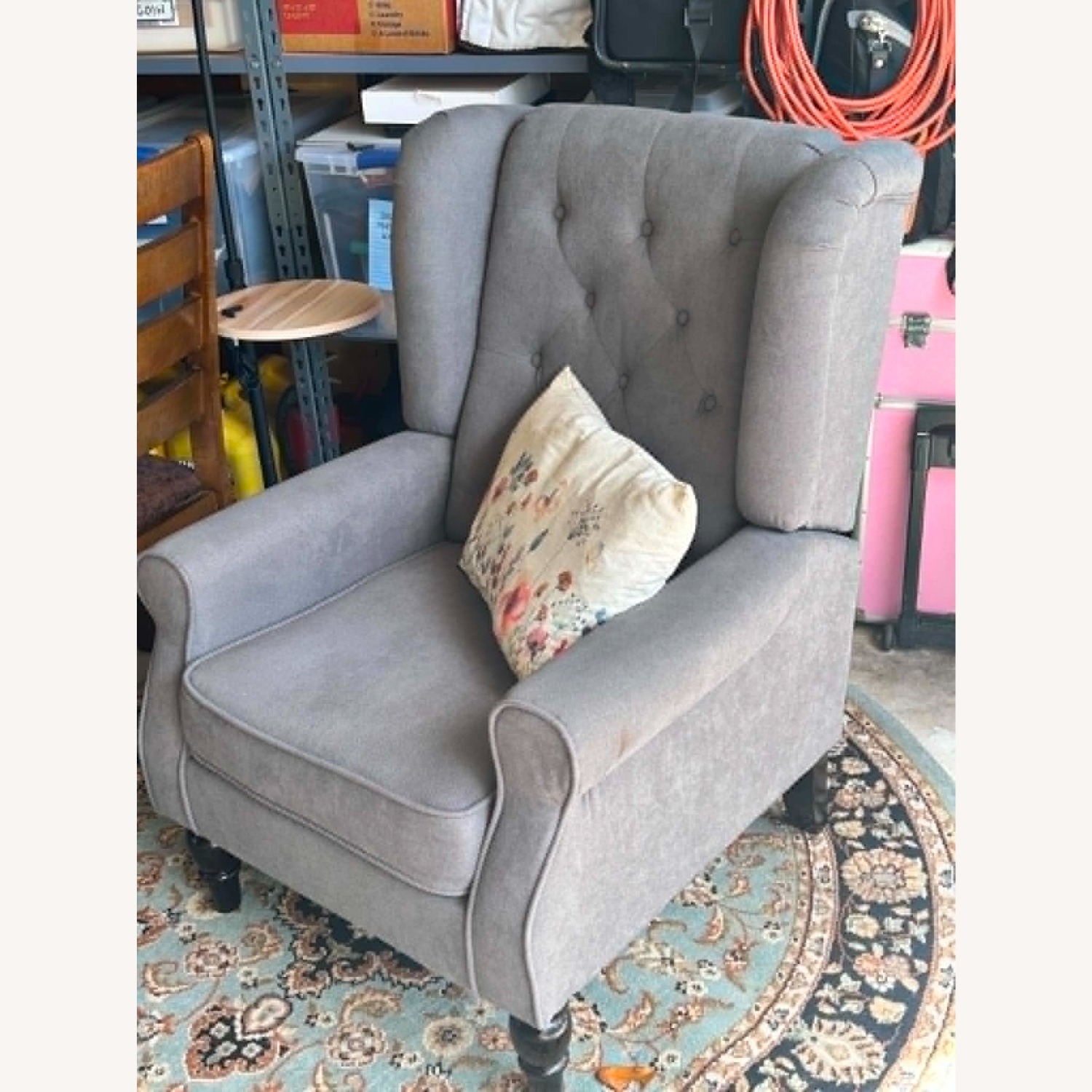 Light Gray Fabric Armchair - image-3