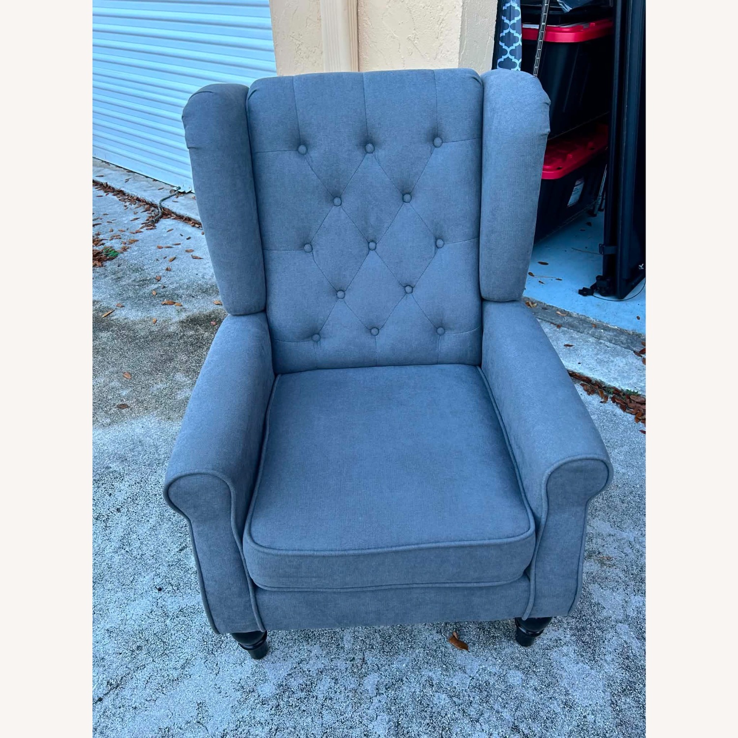 Light Gray Fabric Armchair - image-2