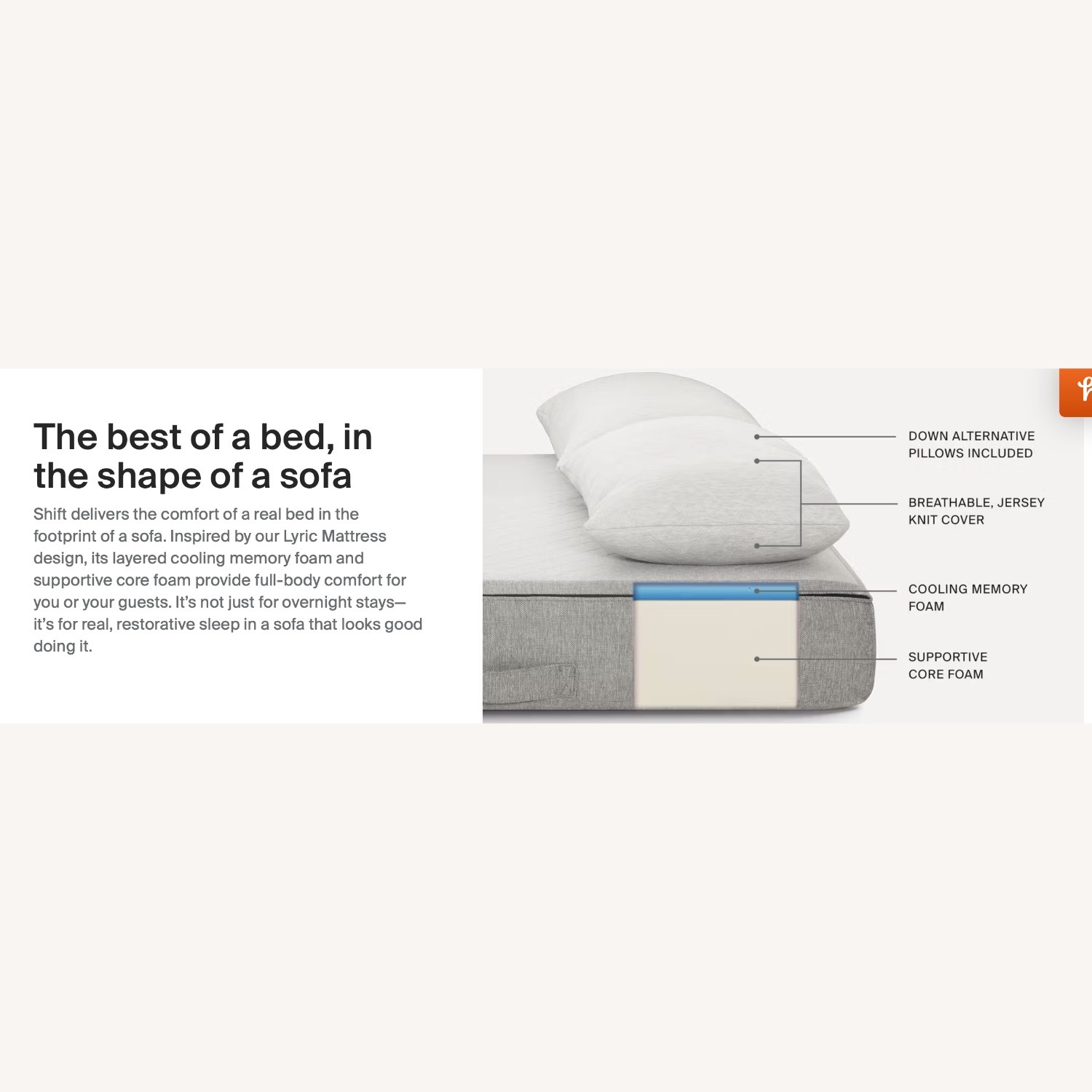 Burrow Shift Light Gray Fabric Sleeper Sofa - image-7