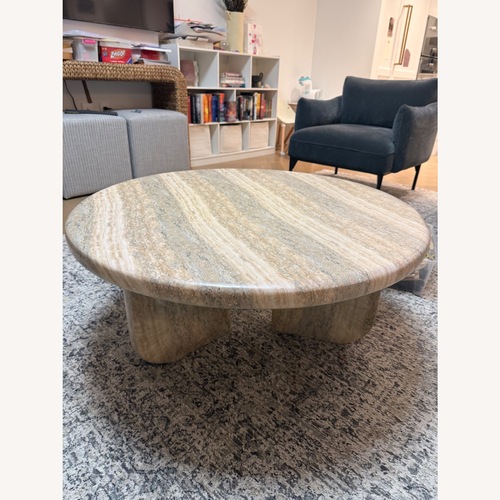Used TOV Patrizia Concrete Travertine Coffee Table  for sale on AptDeco