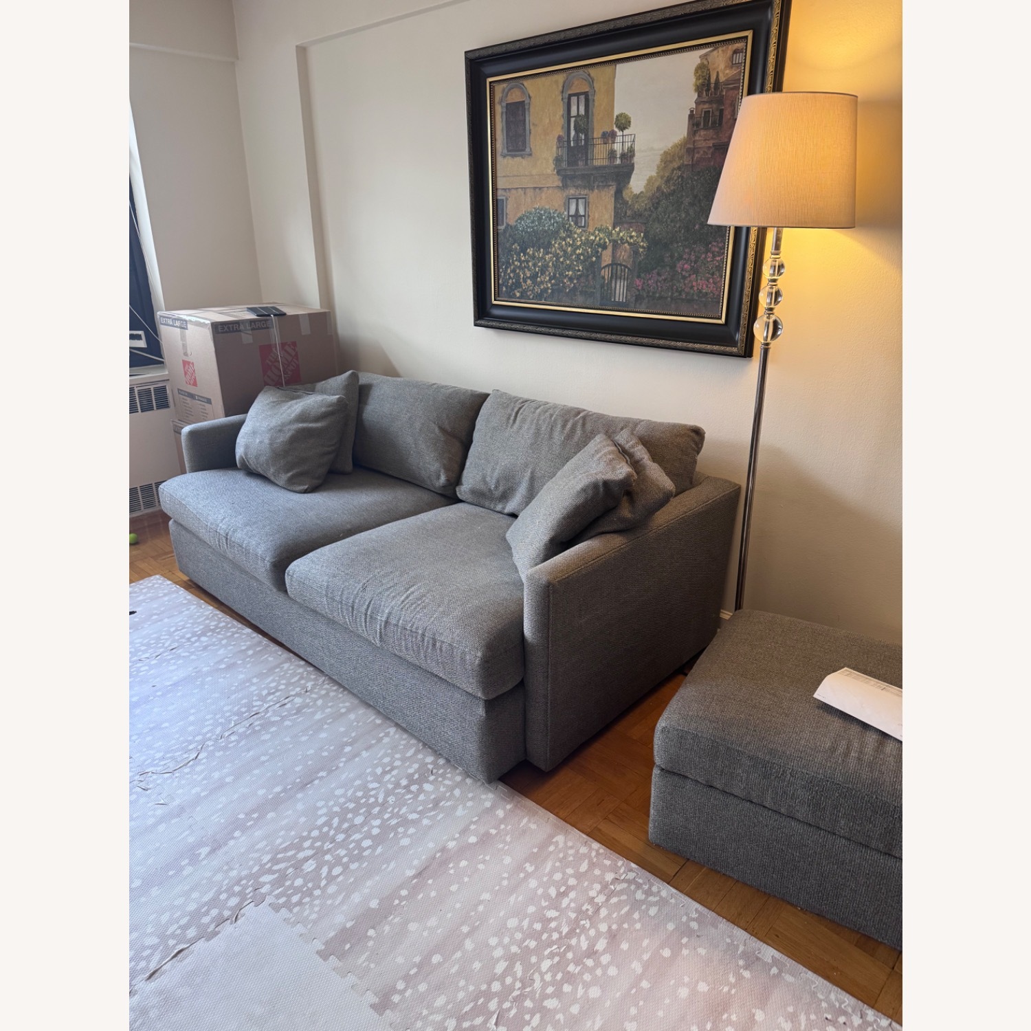 Crate & Barrel Gray Lounge II Sofa with Ottoman - image-2