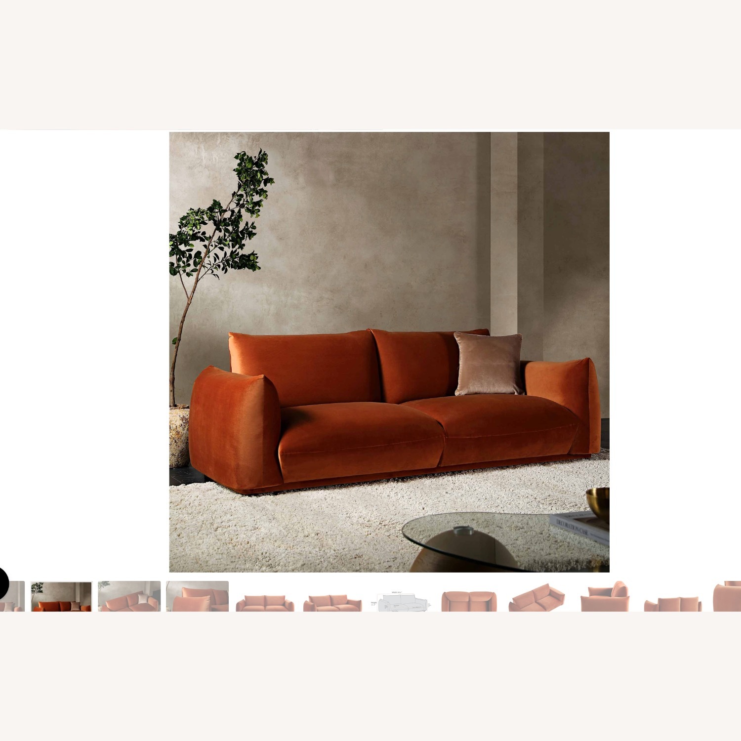Gianni Orange Velvet 3+ Seater Sofa - image-3