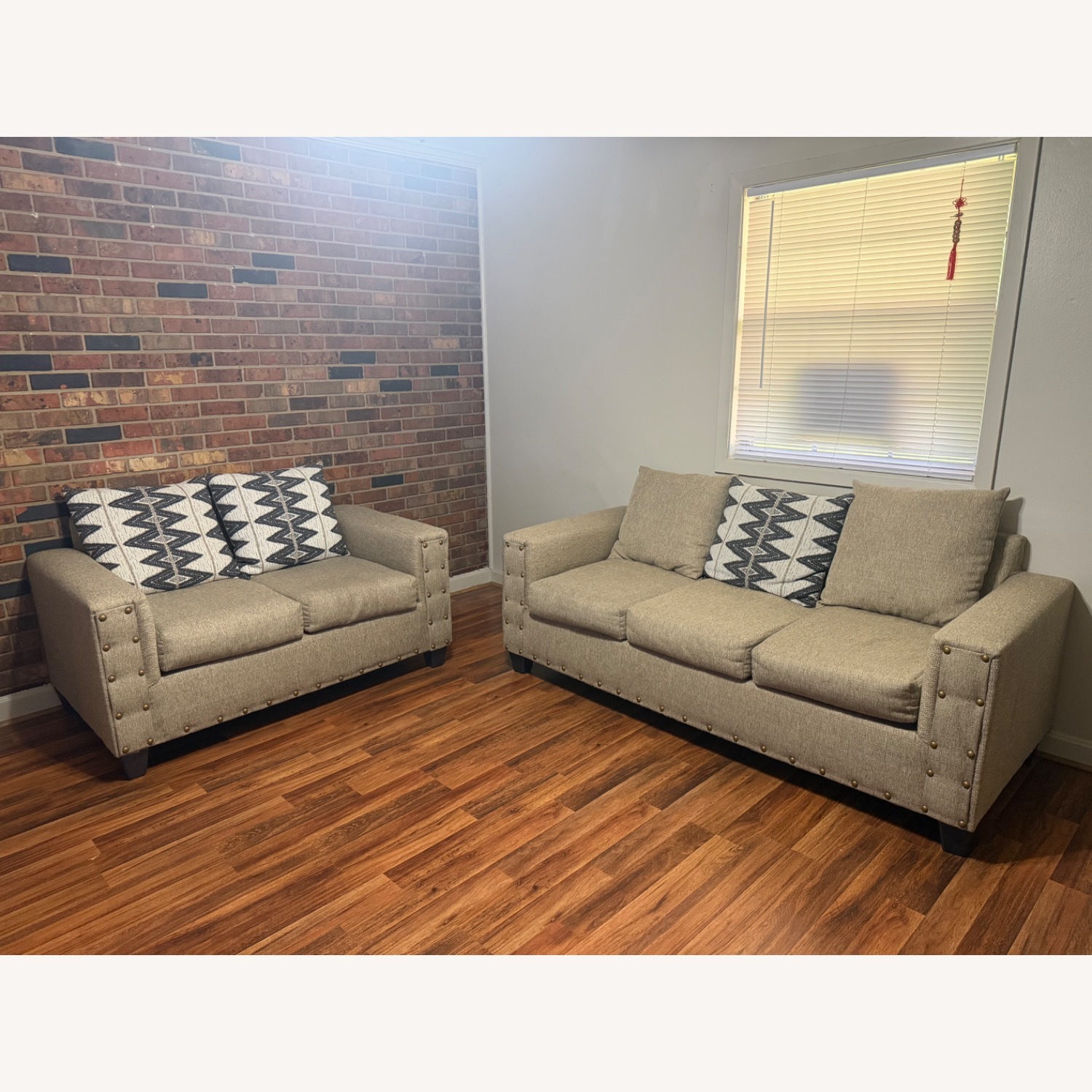 Ashley Furniture Light Brown Fabric 2 Seater Sofa - image-1