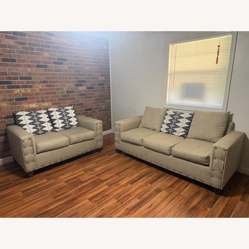 Used Ashley Furniture Light Brown Fabric 2 Seater Sofa for sale on AptDeco
