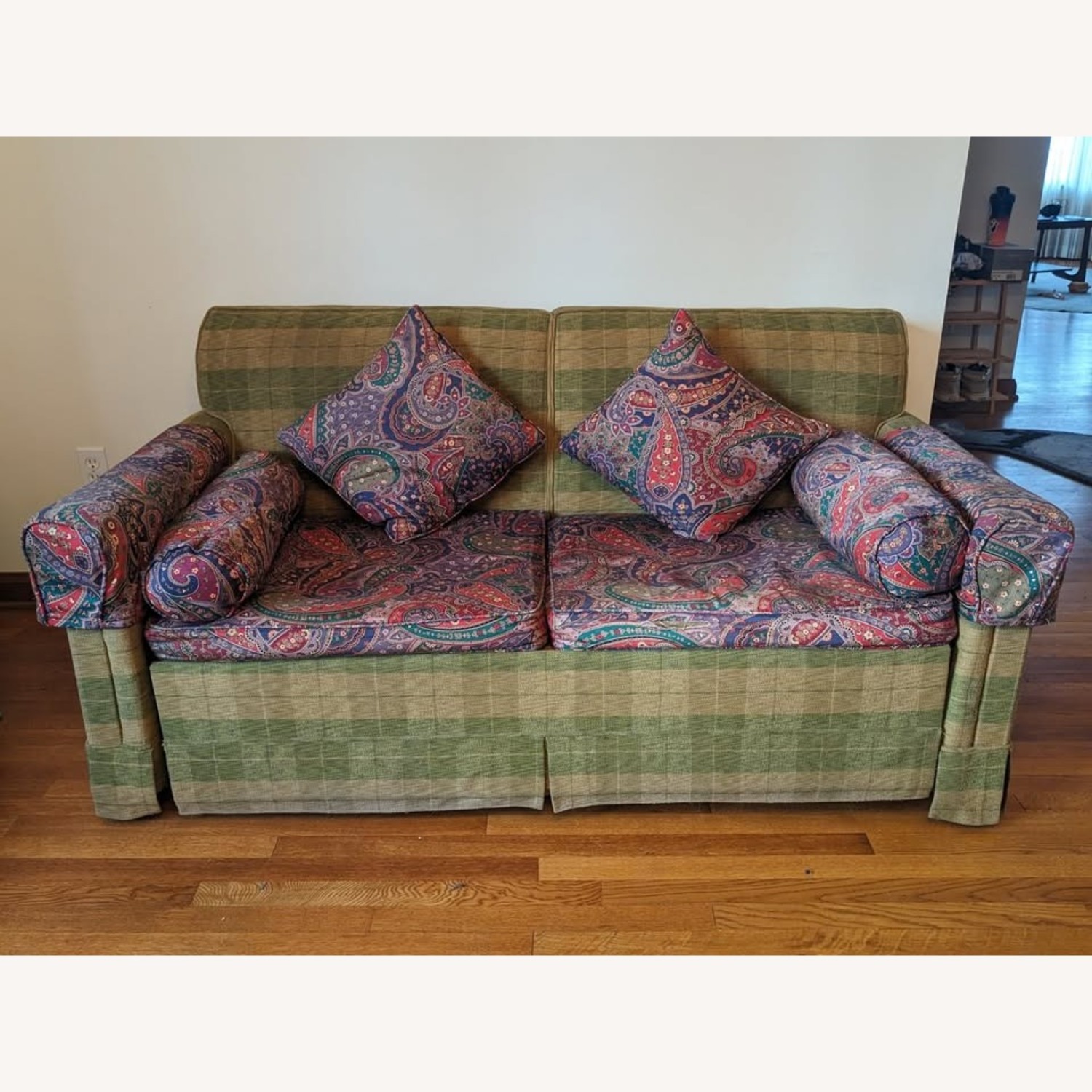 Plaid Sleeper Sofa (est. 1930-50) - image-1