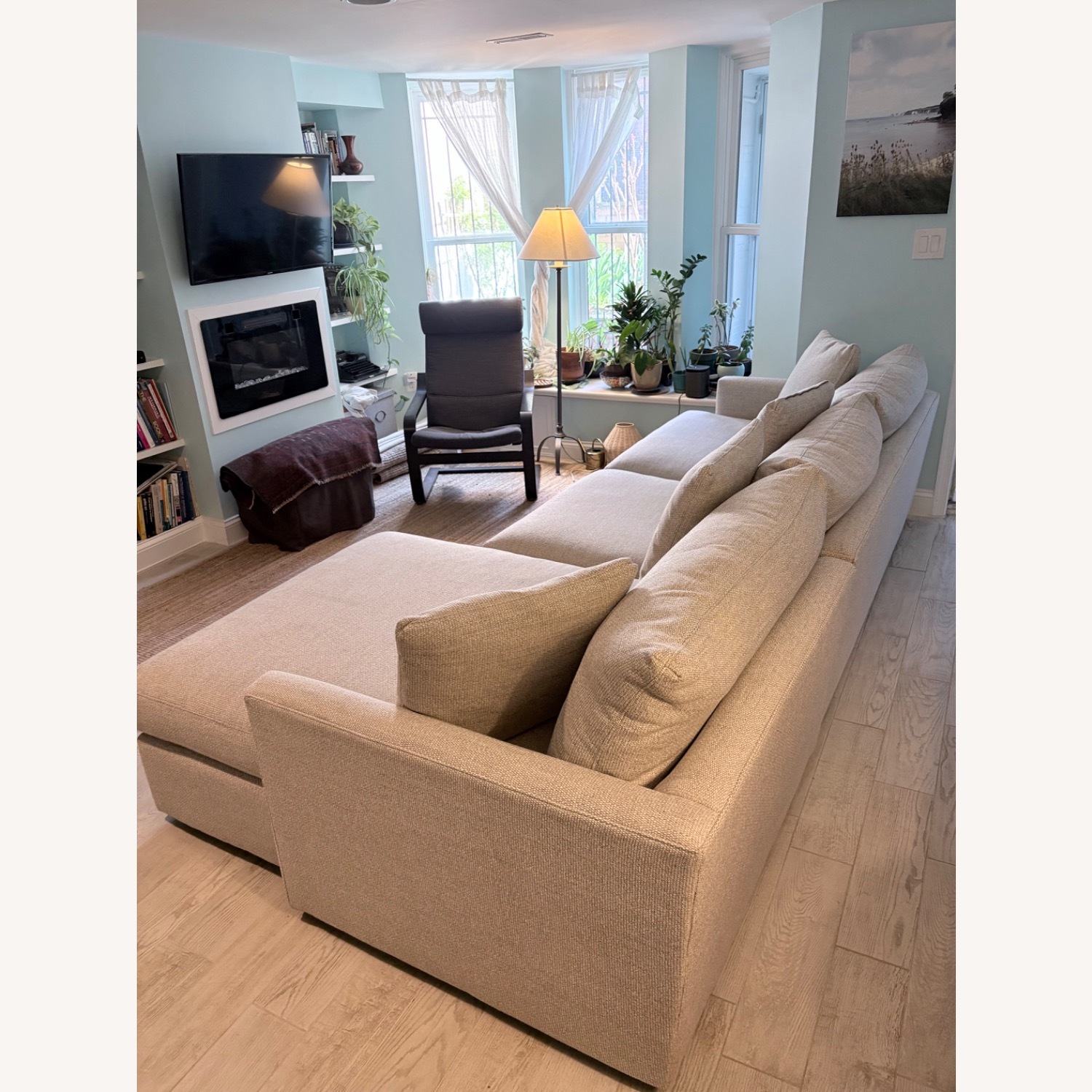 Crate & Barrel Lounge Natural Linen 2 Piece Sectional - image-3