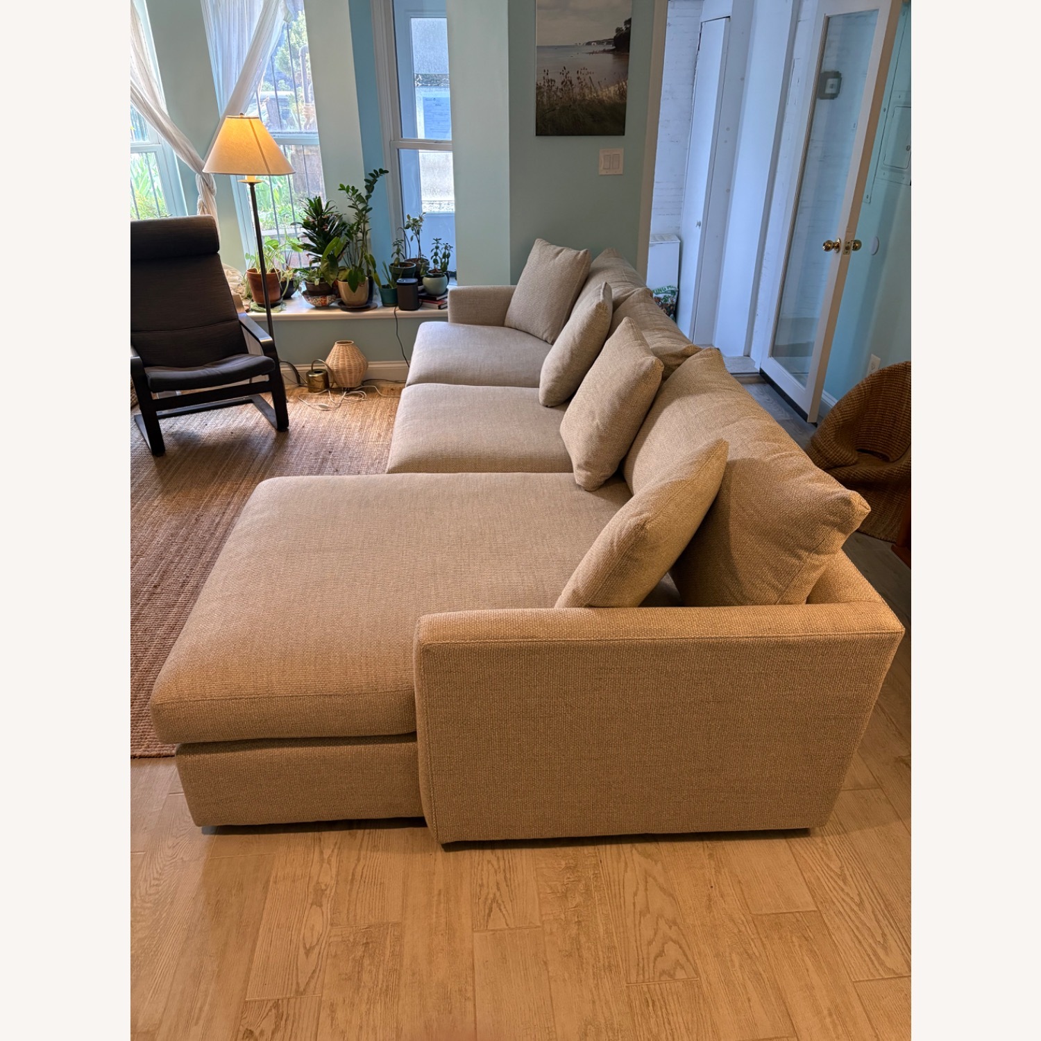 Crate & Barrel Lounge Natural Linen 2 Piece Sectional - image-2